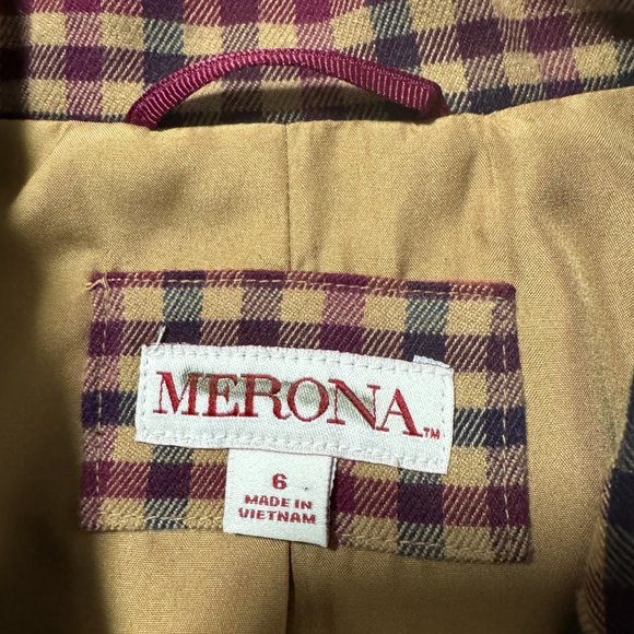 Merona Plaid Check Blazer Lined Pockets Fitted Size 6 - Picture 6 of 7